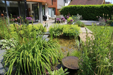 Contemporary garden in Wheathampstead for award winning eco new build