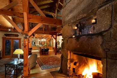 Mountain style family room photo in Boston