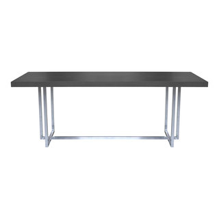 Bayard Dining Table Brushed Stainless Steel Finish With Gray Top