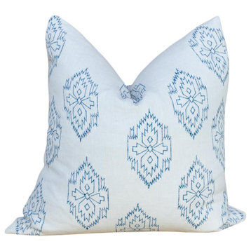 White Chimalli Aztec Block Print Pillow