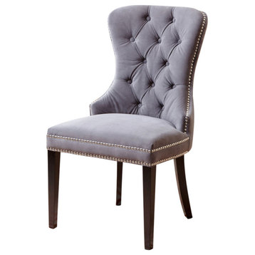 Versailles Velvet Dining Chair Gray, Set 2, Gray