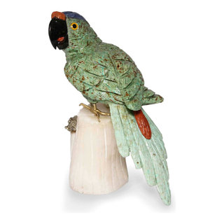 Aqua Macaw Gemstone Sculpture - Tropical - Decorative Objects And ...