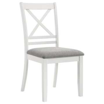 Pemberly Row Farmhouse Wood Side Chairs in White and Light Gray