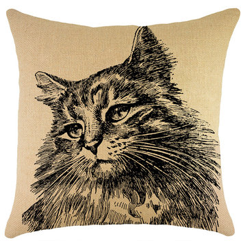 Cat Burlap Pillow