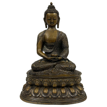 Consigned 20th Century Antique Tibetan Carved Bronze Buddha Statue