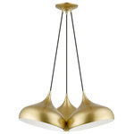 Livex Lighting - Livex Lighting 3 Light Soft Gold Cluster Pendant - The modern, minimal Amador teardrop 3-light cluster pendant features soft gold finish shades with a shiny white finish inside. Polished brass finish accents complete the look.