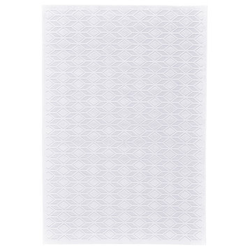 Weave & Wander Qazi Textured Lustrous Geometric Rug, White, 5'3"x7'6"