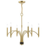 Livex Lighting - Livex Lighting Wisteria - Six Light Chandelier, Satin Brass Finish - Less is more with this sleek minimalist chandelierWisteria Six Light C Satin Brass *UL Approved: YES Energy Star Qualified: n/a ADA Certified: n/a  *Number of Lights: Lamp: 6-*Wattage:60w Candelabra Base bulb(s) *Bulb Included:No *Bulb Type:Candelabra Base *Finish Type:Satin Brass