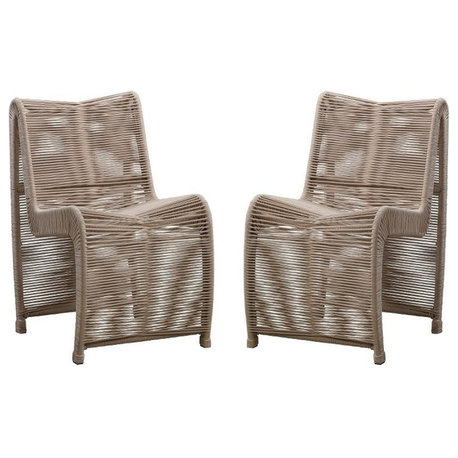 Boraam Iron Lorenzo Rope Outdoor Patio Chairs in Tan (Set of 2)