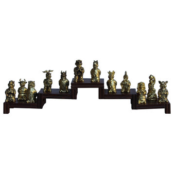 Set of 12 Chinese Animal Zodiac Metal Miniature Figures Hcs4819