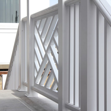 Tapered PVC Column Wraps, Custom Railings, & Pergola