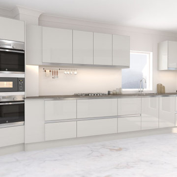 Handleless I-shaped Kitchen Cashmere White | Inspired Elements | London