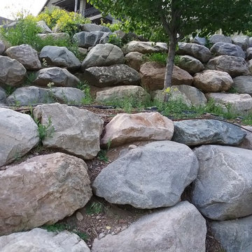 Landscape rock wall (before)