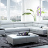 J&M 1717 White Top Grain Italian leather Sectional Sofa, Adjustable Headrests