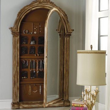 Hooker Furniture Melange Vera Floor Mirror in Medium Wood with Storage