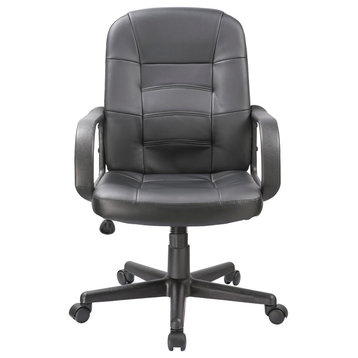 Office Factor Black Bonded Leather Desk Office Chair Swivel Ergonomic