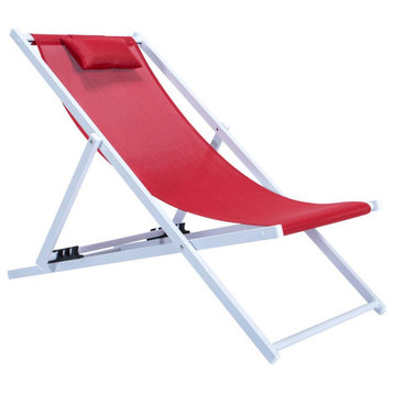 LeisureMod Sunset Outoor Sling Lounge Chair With Headrest SLC22R