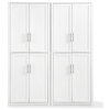 Bowery Hill 4-Cabinet Wood Tall Pantry in White/Chrome (Set of 2)