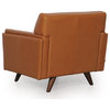 Milo Mid-Century Full Leather Chair, Tan
