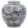 Jar Vase YUAN Sunflower Flowers Open Top Colors May Vary White Blue
