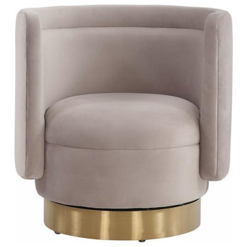 Sara Swivel Accent Chair Pale Taupe/Gold