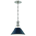 Hudson Valley Lighting - Painted No.2 Small Pendant, Polished Nickel, Darkest Blue Shade - Designed by Mark D. Sikes