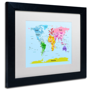 'World Map for Kids' Matted Framed Canvas Art by Michael Tompsett