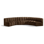 Meridian Furniture - Arc Velvet Upholstered 6-Pc. U-Shaped Modular Sectional, Brown - Give your living room or den the perfect blend of style and versatility with this Arc velvet fabric curved modular Sectional. Part of the Arc modular furniture collection, this Sectional comes upholstered in rich brown velvet fabric and features deep channel tufting that adds a touch of luxury while enhancing comfort and support. A seamless combination of form and function, this chair can be used with other Arc pieces to create a myriad of configurations in your well-curated room.