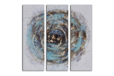 Marble blue chasm Hand Painted 3-Piece Canvas Set