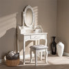 Bowery Hill Contemporary White Finished Wood 2-Piece Vanity Table
