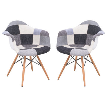 Willow Patchwork Fabric Eiffel Accent Chair, Set of 2, Patchwork, W24FC2