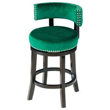 Mossoro Velvet Swivel Counter Chair, Emerald Green