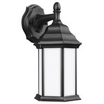 Generation Lighting Collection - Sevier Small 1-Light Downlight Outdoor Wall Lantern, Black - The Sea Gull Lighting Sevier one light outdoor wall fixture in black creates a warm and inviting welcome presentation for your home's exterior. The Sevier outdoor collection by Sea Gull Lighting brings timeless design to new heights with its traditional design details found in classic outdoor fixtures as well as an open bottom for easy maintenance. Made of durable cast aluminum, a multi-level crown, top finial and stepped-edge back plate complete the traditional look. Offered in Antique Bronze or Black finish, both with Clear glass, the collection includes a one-light outdoor pendant, one-light post lantern, a large one-light uplight outdoor wall lantern, a small one-light uplight outdoor wall lantern, a small one-light downlight outdoor wall lantern, and a large one-light downlight outdoor wall lantern.