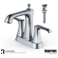 Karran 2-Hole 2-Handle Bathroom Faucet With Pop-Up Drain, Stainless Steel