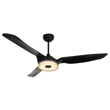 Carro Smart Voice Control Ceiling Fan with Dim LED Light and Remote 10-speed, Black, 56 in