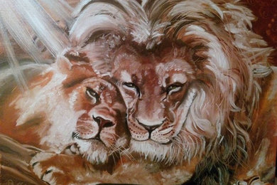 Картина "Львы. Нежность". Автор: Влами.