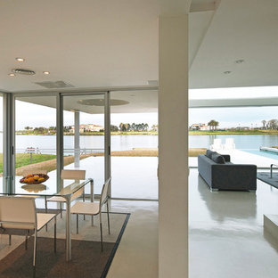 Contemporary open plan dining room in Other.