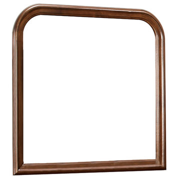 Arched Molded Design Wooden Frame Mirror, Cherry Brown and Silver