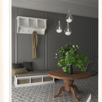 Beautiful Hallway with hanging lamp centrepiece