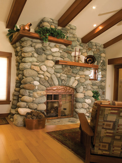 Round Stone Fireplace Houzz