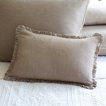 Taylor Linens Farmhouse Stripe Boudoir Pillow in Brown and Cream