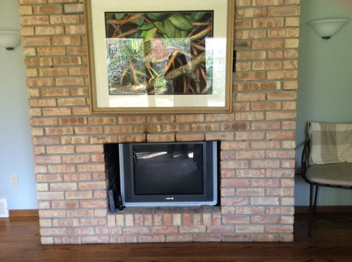 Ceiling Brick Fireplace With Tv Now Above, Tv Wall Mount Into Brick Fireplace