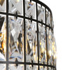 LNC Diana 3-Lights Matte Black and Crystal Glass Modern Drum Chandelier