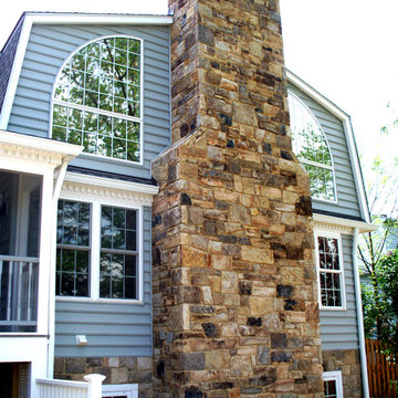 Stone chimney and firplace by Quality Concrete constructed in Leesburg ,VA