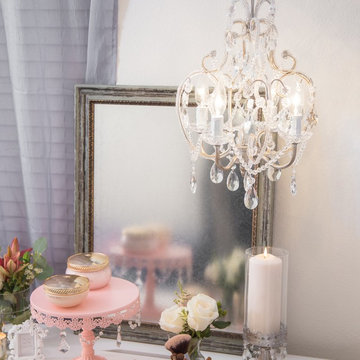 Tiffany Silver Crystal-Beaded Plug In Chandelier by Amalfi Decor
