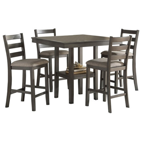 Lexicon Sharon 5 Piece Wood Counter Height Dining Set in Gray
