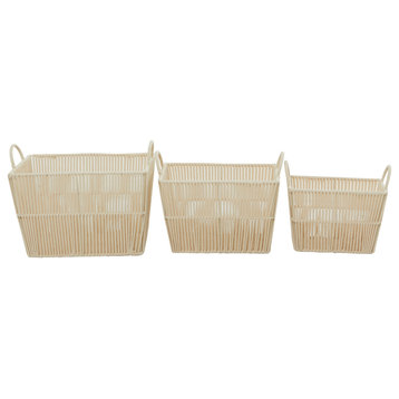 Natural Cream Cotton Fabric Storage Basket Set 562560