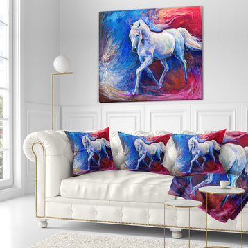 Blue Horse Animal Throw Pillow, 16"x16"