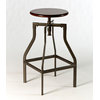 Hillsdale Cyprus Adjustable Backless Stool in Pewter / Cherry