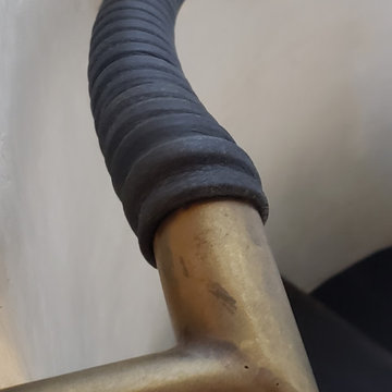 Black Leather Wrapped Brass Handrail